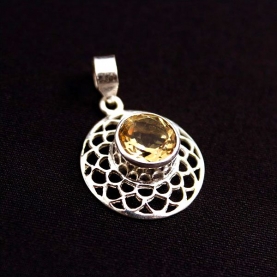 Pendentif indien et argent et citrine