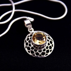 Silver and citrine Indian pendant
