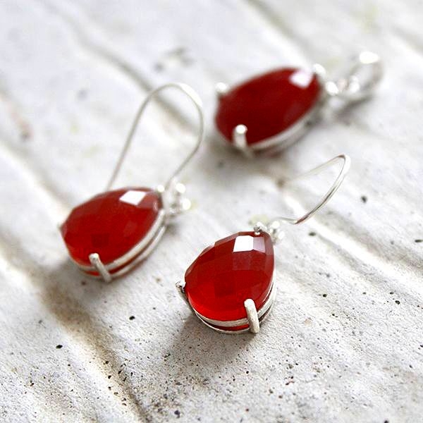 Set of Indian silver and carnelian stones jewelry