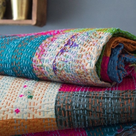 Couvre-lit indien patchwork en soie