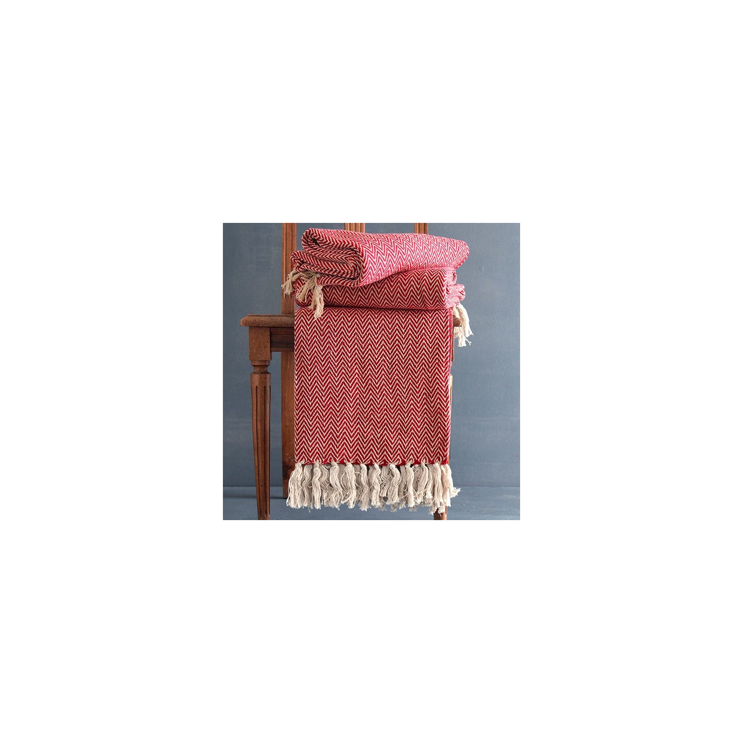 Indian cotton sofa throw red and white