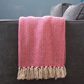 Indian cotton sofa throw red and white