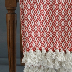 Indian cotton sofa throw red diamond