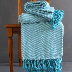 Indian cotton sofa throw blue and white