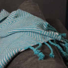Indian cotton sofa throw blue and white
