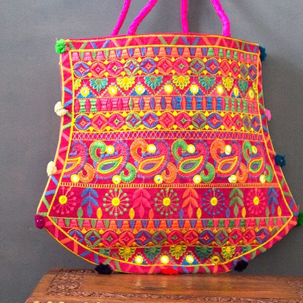 Indian handicraft handbag Funda pink