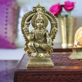 Indian hindu goddess Lakshmi brass statue