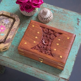 Indian handicraft wooden carved jewelry box