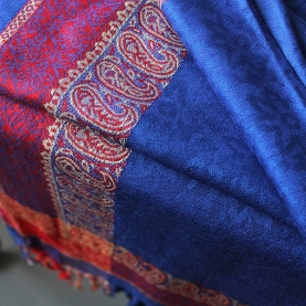 Indian mixed cotton scarf blue and red