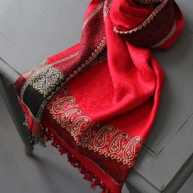 Echarpe indienne en coton rouge