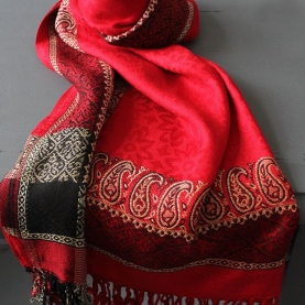 Indian mixed cotton scarf red color