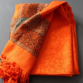 Indian mixed cotton scarf orange color