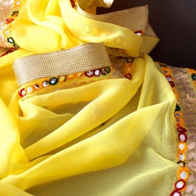 Indian traditional saree yellow color