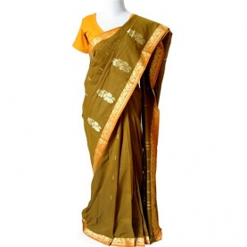 Indian saree cotton brown