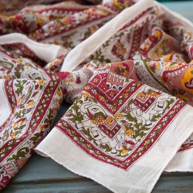 Indian printed coton scarf white and red