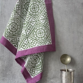 Indian handicraft kitchen towel or napkin purple and green