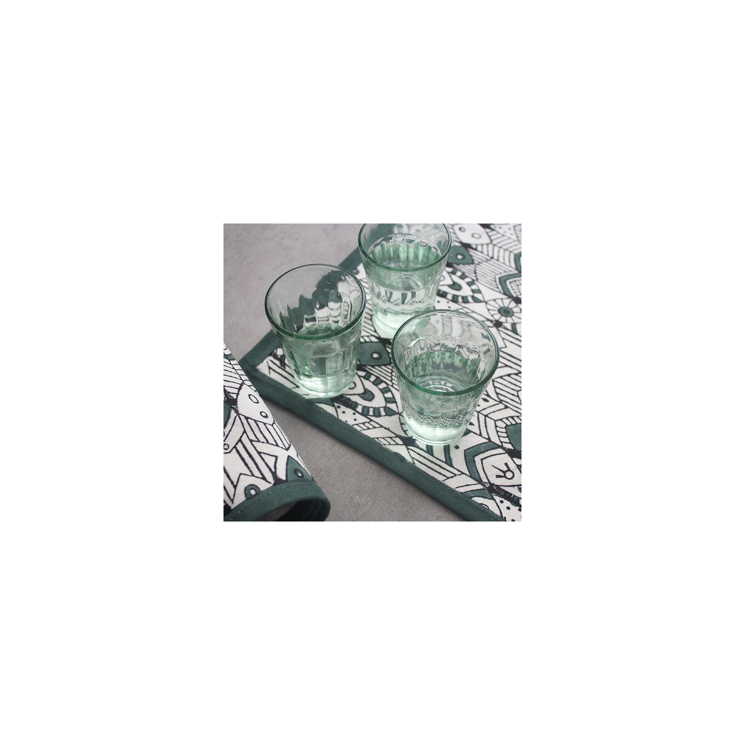 Set de table indien en coton imprimé vert