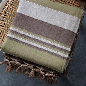 Indian cotton sofa or bed cover brown and green