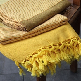 Couverture de canapé coton indien jaune