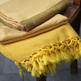 Indian sofa or bed cover cotton yellow