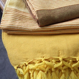 Indian sofa or bed cover cotton yellow