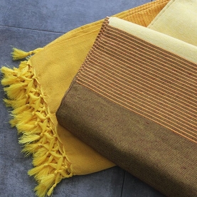 Indian sofa or bed cover cotton yellow
