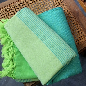 Couverture de canapé coton indien verte