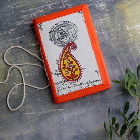 Indian handicraft silk piping diary Mango orange