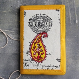 Indian handicraft silk piping diary Mango yellow