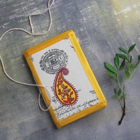 Indian handicraft silk piping diary Mango yellow