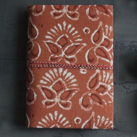 Indian handicraft printed cotton diary ocher