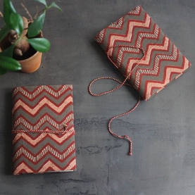 Indian handicraft printed cotton diary maroon