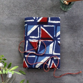 Carnet indien artisanal en coton imprimé Bleu et rouge