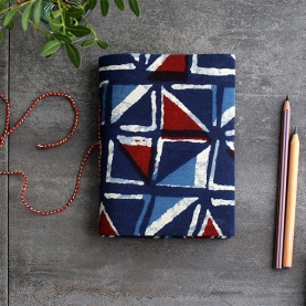 Indian handicraft printed cotton diary blue and red