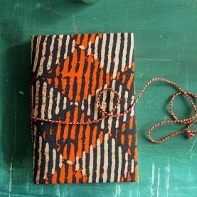 Indian handicraft printed cotton diary blue and orange