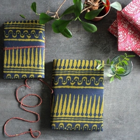 Indian handicraft printed cotton diary blue and green