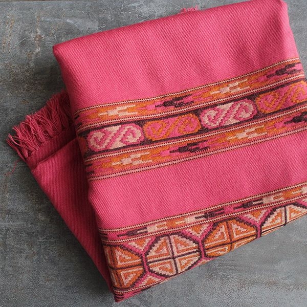 Tibetan woolen shawl traditional pink color