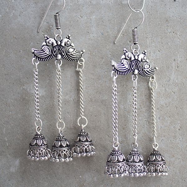 Boucles d'oreilles indiennes Jhumki triple