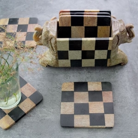 Indian marble coasters elephants x6