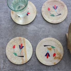 Indian marble coasters flowers x6