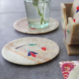 Indian marble coasters flowers x6