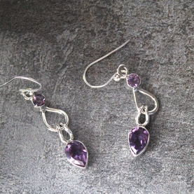 Boucles d'oreilles argent et améthystes