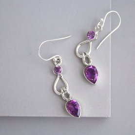 Indian silver and amethyst stones earrings