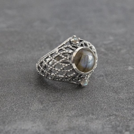 Indian silver and labradorite stones ring S8