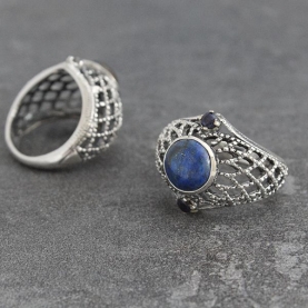 Indian silver and lapis stones ring S9