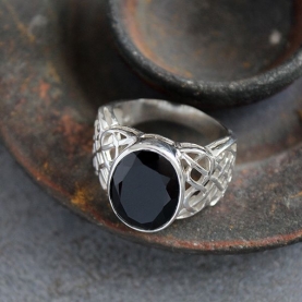 Indian silver and black onyx stone ring Size choice