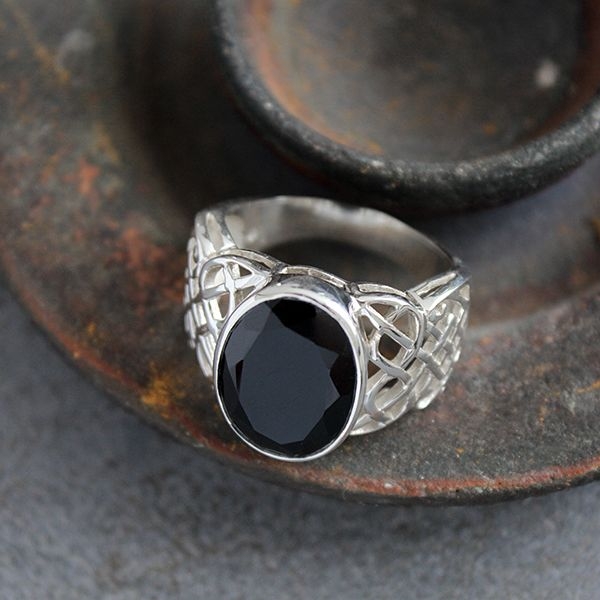 Bague indienne argent et onyx noir Taille au choix