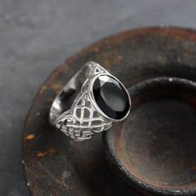 Indian silver and black onyx stone ring Size choice