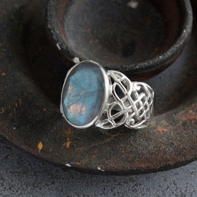 Bague indienne argent et labradorite Taille au choix