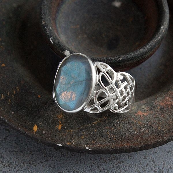 Indian silver and labradorite stone ring Size choice